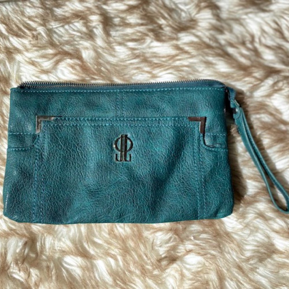 Jennifer Lopez Teal Zippered Clutch
